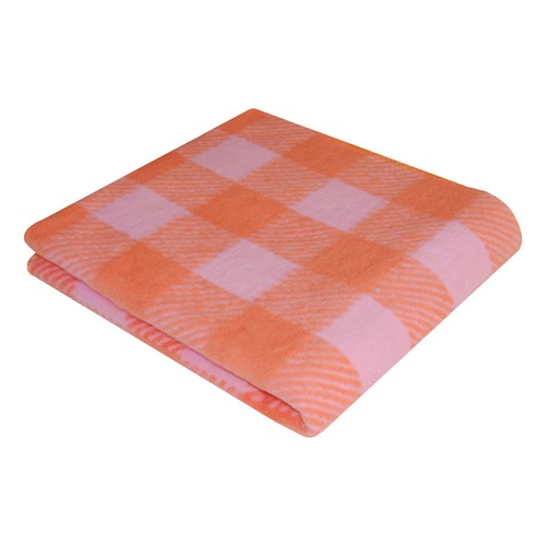 Одеяло детское байковое жаккардовое Клетка 140/100 см оранжевый фото 1