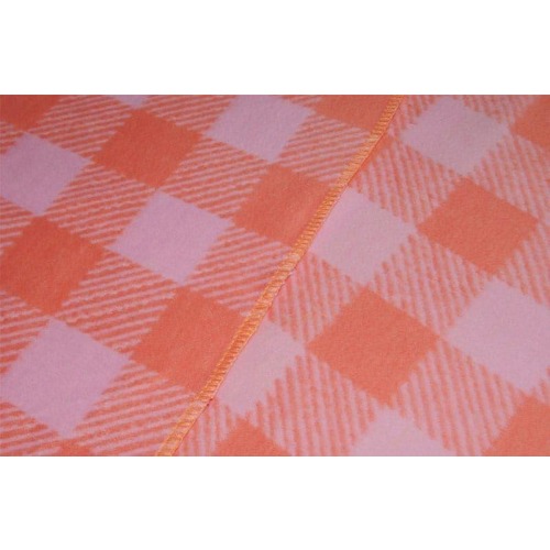 Одеяло детское байковое жаккардовое Клетка 140/100 см оранжевый фото 2