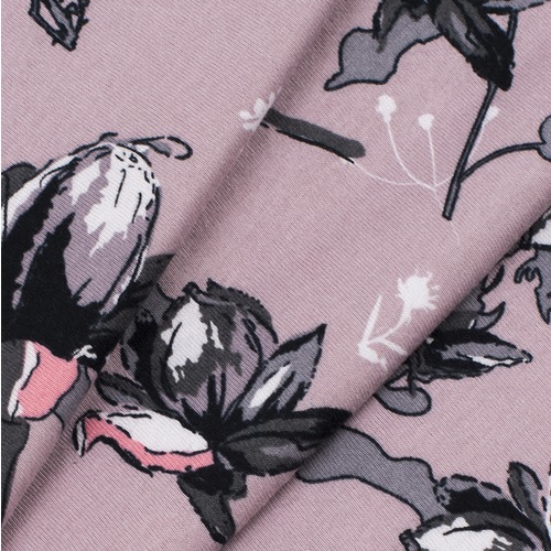 Ткань на отрез кулирка Цветы на розовом R6113-V1 фото 3