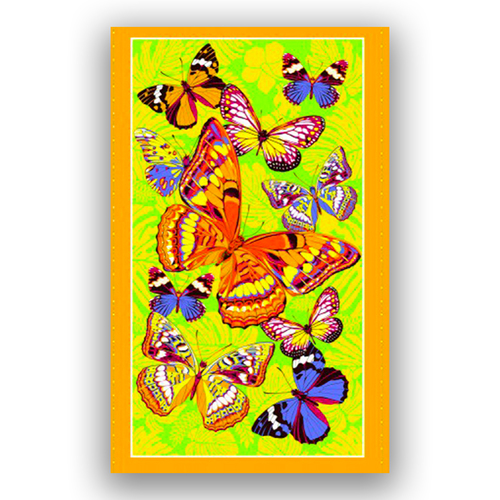 Полотенце вафельное пляжное 441/4 Бабочки цвет желтый 150/75 см фото 1