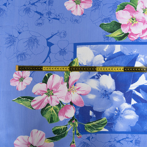 Ткань на отрез бязь 120 гр/м2 150 см М127 Цветы на синем фото 4