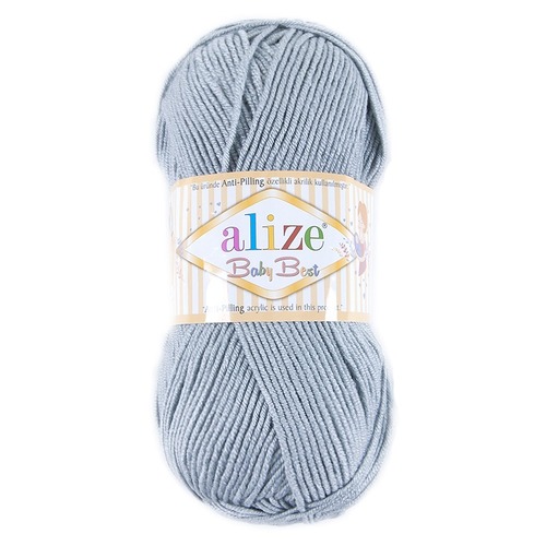 Пряжа для вязания Ализе BabyBest (90%акрил, 10%бамбук) 100гр цвет 344 серый фото 1