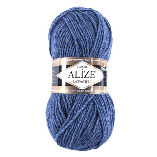 Пряжа для вязания Ализе LanaGold (49%шерсть, 51%акрил) 100гр цвет 203 джинс меланж фото 1