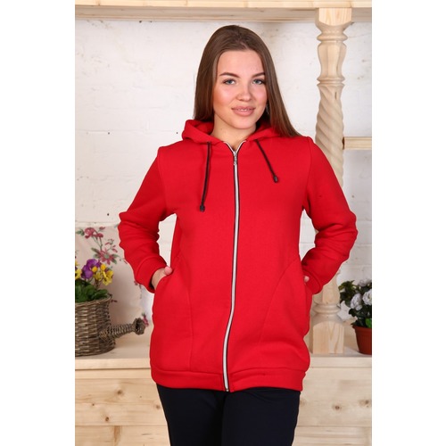 Куртка толстовка удлиненная с капюшоном красная Г21 р 46 фото 3