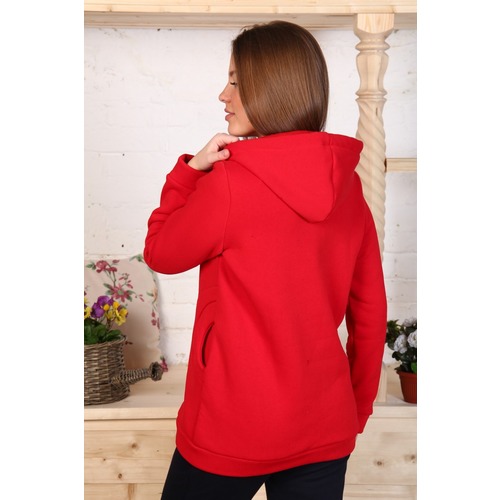 Куртка толстовка удлиненная с капюшоном красная Г21 р 46 фото 2