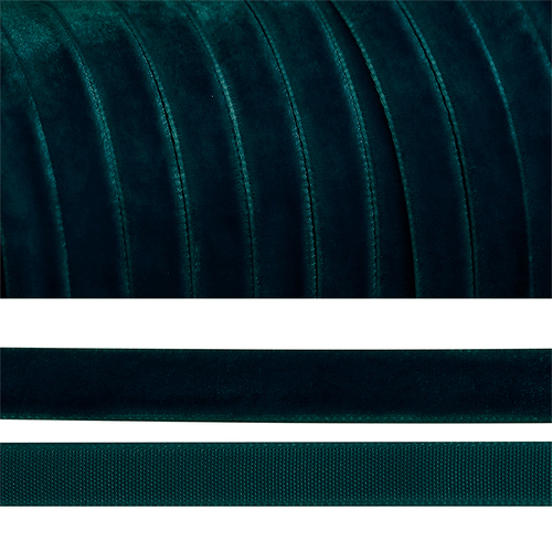 Лента бархатная 10 мм TBY LB1039 цвет т-зеленый 1 метр фото 1