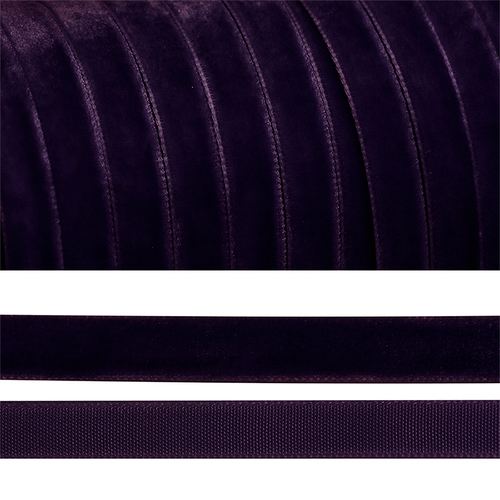 Лента бархатная 10 мм TBY LB1059 цвет т-фиолетовый 1 метр фото 1