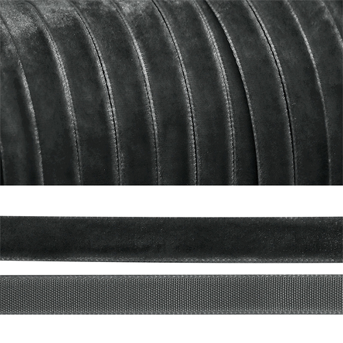Лента бархатная 10 мм TBY LB1064 цвет т-серый 1 метр фото 1