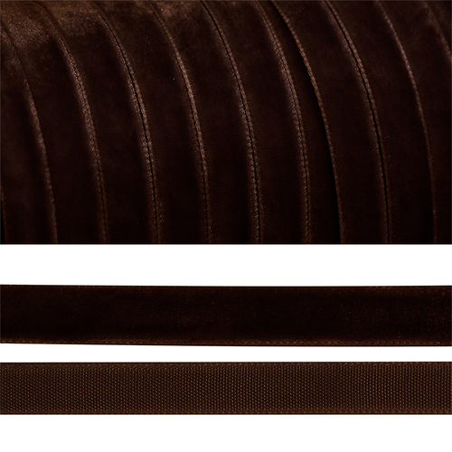 Лента бархатная 10 мм TBY LB1072 цвет коричневый 1 метр фото 1
