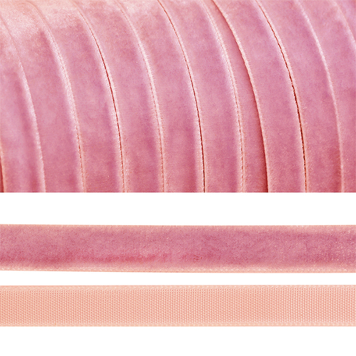Лента бархатная 10 мм TBY LB1075 цвет розовый 1 метр фото 1