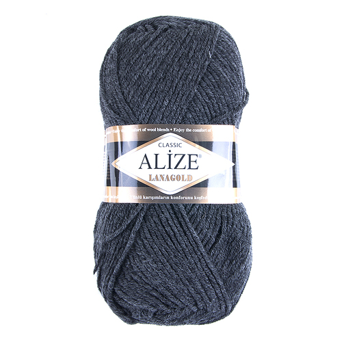 Пряжа для вязания Ализе LanaGold (49%шерсть, 51%акрил) 100гр цвет 521 антрацит фото 1