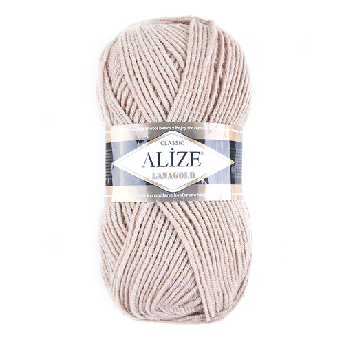 Пряжа для вязания Ализе LanaGold (49%шерсть, 51%акрил) 100гр цвет 05 бежевый фото 1