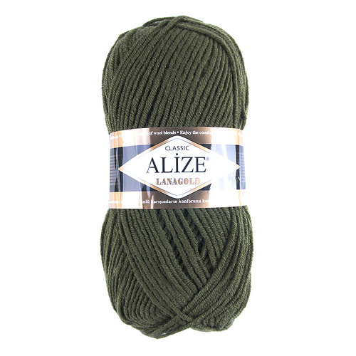 Пряжа для вязания Ализе LanaGold (49%шерсть, 51%акрил) 100гр цвет 29 хаки фото 1