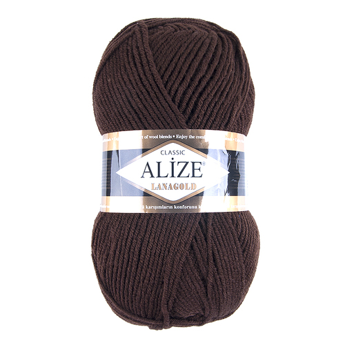 Пряжа для вязания Ализе LanaGold (49%шерсть, 51%акрил) 100гр цвет 26 коричневый фото 1