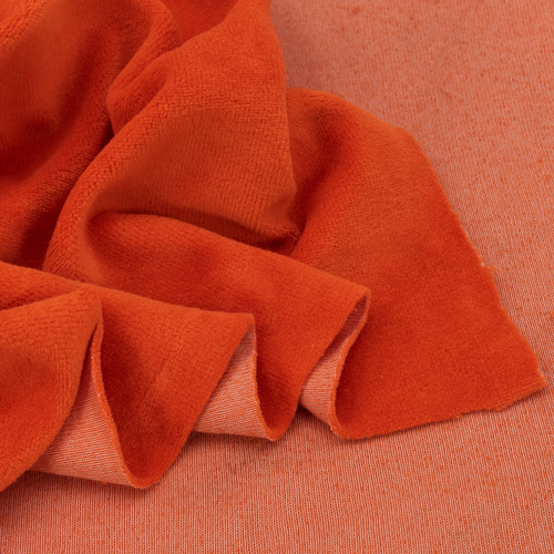 Ткань на отрез велюр цвет оранжевый фото 4