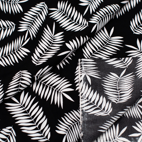 Ткань на отрез Прадо Листья цвет черный фото 3