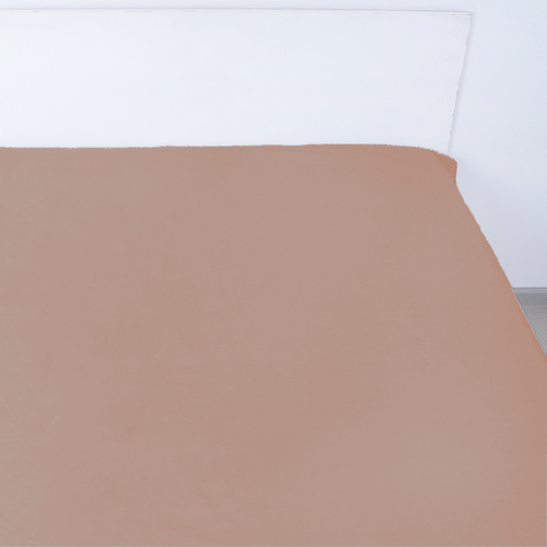 Простынь на резинке сатин цвет коричневый 180/200/20 см фото 1