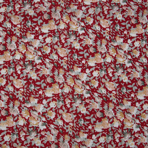 Ткань на отрез штапель 150 см 14556 Цветы на красном фото 4