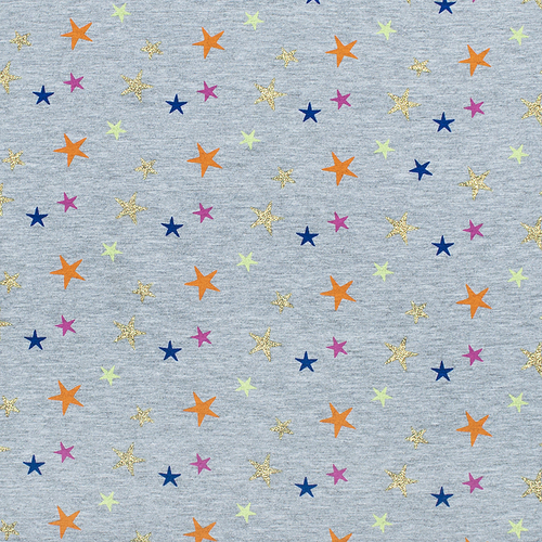 Маломеры кулирка лайкра с глиттером Звезды радужные R332 0.7 м фото 1