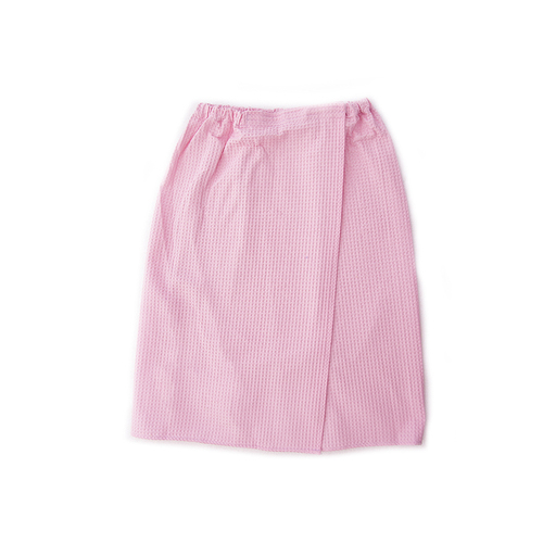 Вафельная накидка на резинке для бани и сауны Премиум женская с широкой резинкой цвет 706 розовый фото 1
