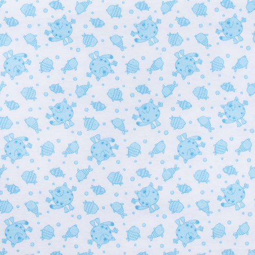 Ткань на отрез фланель 90 см 98031 Коты цвет голубой фото 1