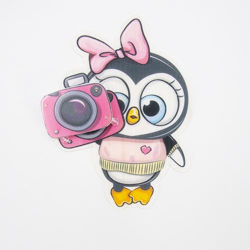 Нашивка Пингвиненок с фотоаппаратом 3D 17*14см фото 1