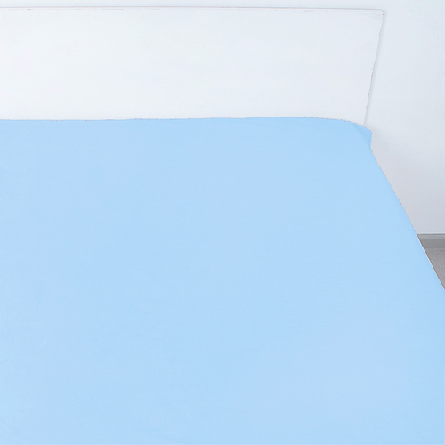 Простыня на резинке поплин цвет голубой 90/200/20 см фото 1