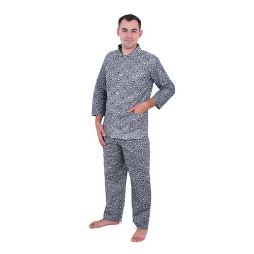 Пижама мужская бязь огурцы 48-50 цвет серый фото 1