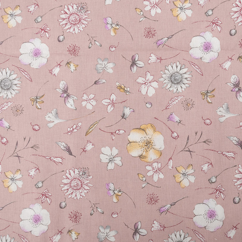 Ткань на отрез ранфорс 240 см №15 Вальс цветов на пудрово-розовом фото 5