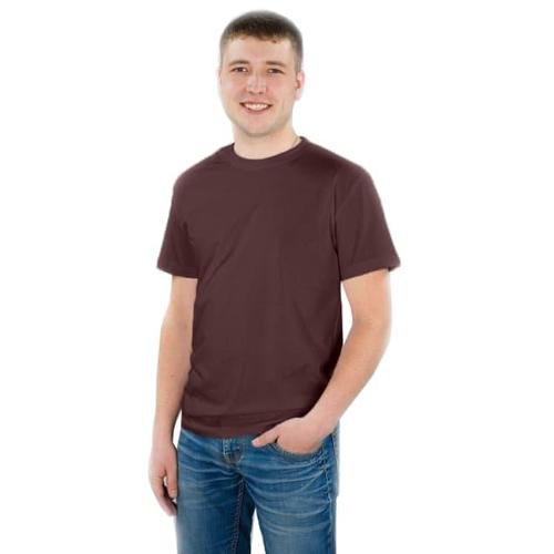 Мужская однотонная футболка цвет шоколад 48 фото 1