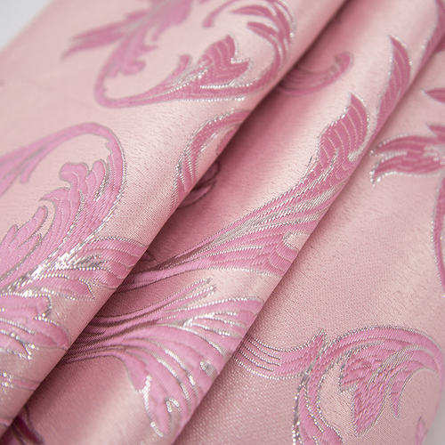 Портьерная ткань с люрексом 150 см на отрез Х7187 цвет 5 розовый вензель фото 1