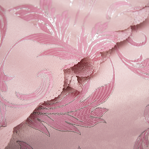 Портьерная ткань с люрексом 150 см на отрез Х7187 цвет 5 розовый вензель фото 4