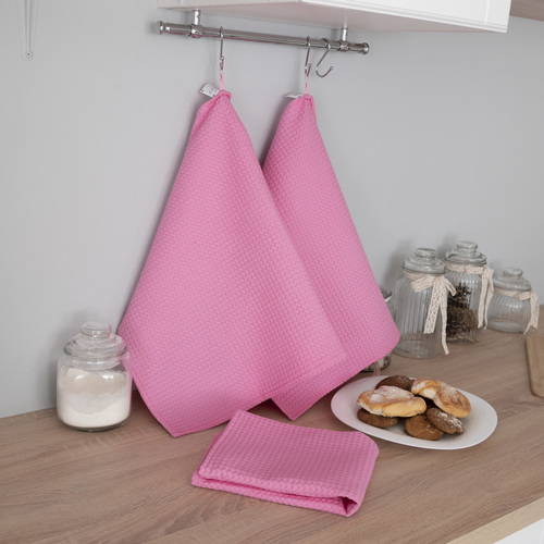 Набор вафельных полотенец Премиум 3 шт 45/70 см 071 розовый фото 1