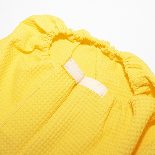 Вафельная накидка на резинке для бани и сауны Премиум женская цвет 257 желтый фото 3
