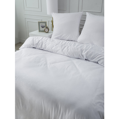 Постельное белье VT из полисатина жаккард белый 2-х сп с евро простыней фото 18