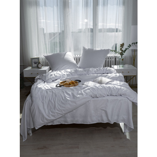 Постельное белье VT из полисатина жаккард белый 2-х сп с евро простыней фото 14