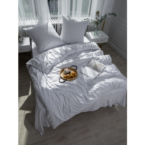 Постельное белье VT из полисатина жаккард белый 2-х сп с евро простыней фото 9