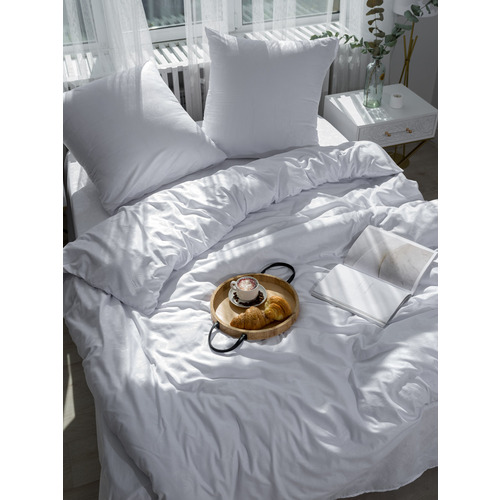 Постельное белье VT из полисатина жаккард белый 2-х сп с евро простыней фото 1