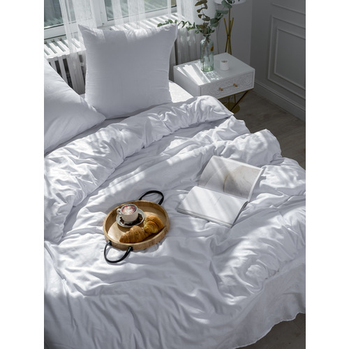 Постельное белье VT из полисатина жаккард белый 2-х сп с евро простыней фото 7