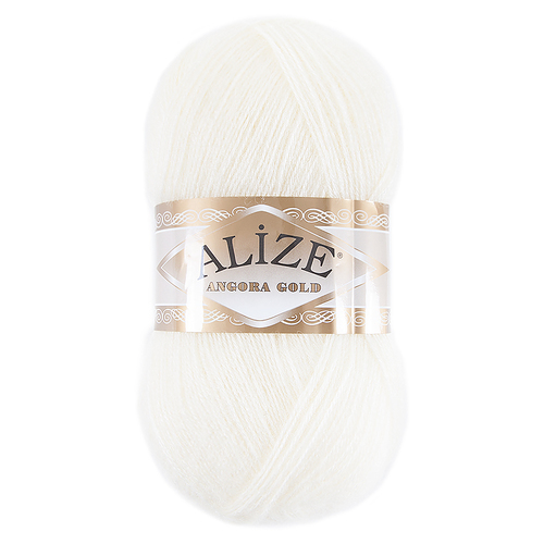 Пряжа для вязания Ализе AngoraGold (20%шерсть, 80%акрил) 100гр цвет 001 кремовый фото 1