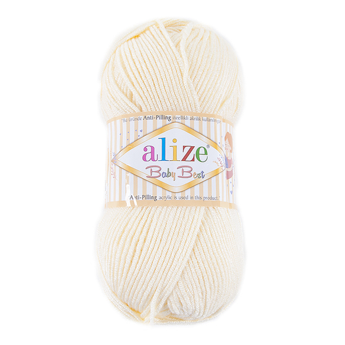 Пряжа для вязания Ализе BabyBest (90%акрил, 10%бамбук) 100гр цвет 001 молочный фото 1