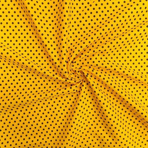Ткань на отрез бязь плательная 150 см 1359/4 желтый фон черный горох фото 2