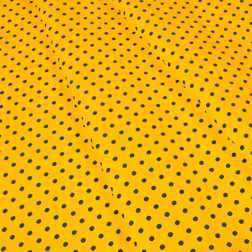 Ткань на отрез бязь плательная 150 см 1359/4 желтый фон черный горох фото 1