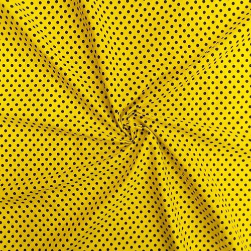 Ткань на отрез бязь плательная 150 см 1359/5 лимонный фон черный горох фото 2