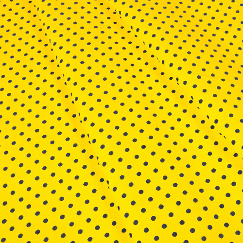 Ткань на отрез бязь плательная 150 см 1359/5 лимонный фон черный горох фото 1