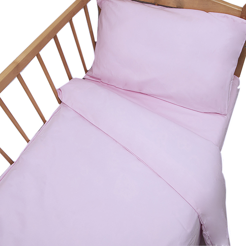 Постельное белье в детскую кроватку из сатина с простыней на резинке Розовый фото 1