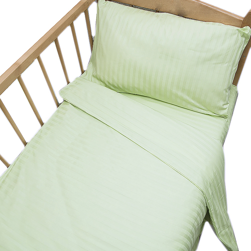 Постельное белье в детскую кроватку из страйп-сатина Салатовый фото 1