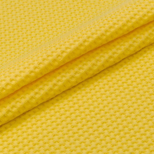 Ткань на отрез вафельное полотно гладкокрашенное 150 см 240 гр/м2 7х7 мм цвет 257 желтый фото 2
