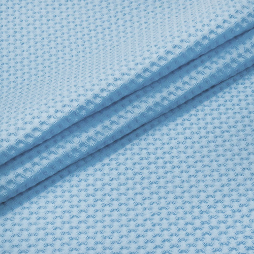 Вафельное полотно гладкокрашенное 150 см 240 гр/м2 7х7 мм премиум цвет 041 бледно-голубой фото 2