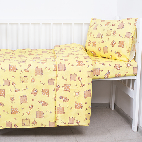 Постельное белье в детскую кроватку из бязи 366/4 Жирафики желтый ГОСТ фото 1
